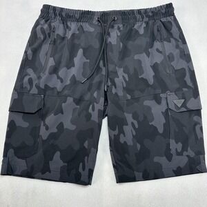 Benjamin Black Shorts Mens XL‎ Gray Camo Cargo Stretch Zip Pocket Athletic Beach